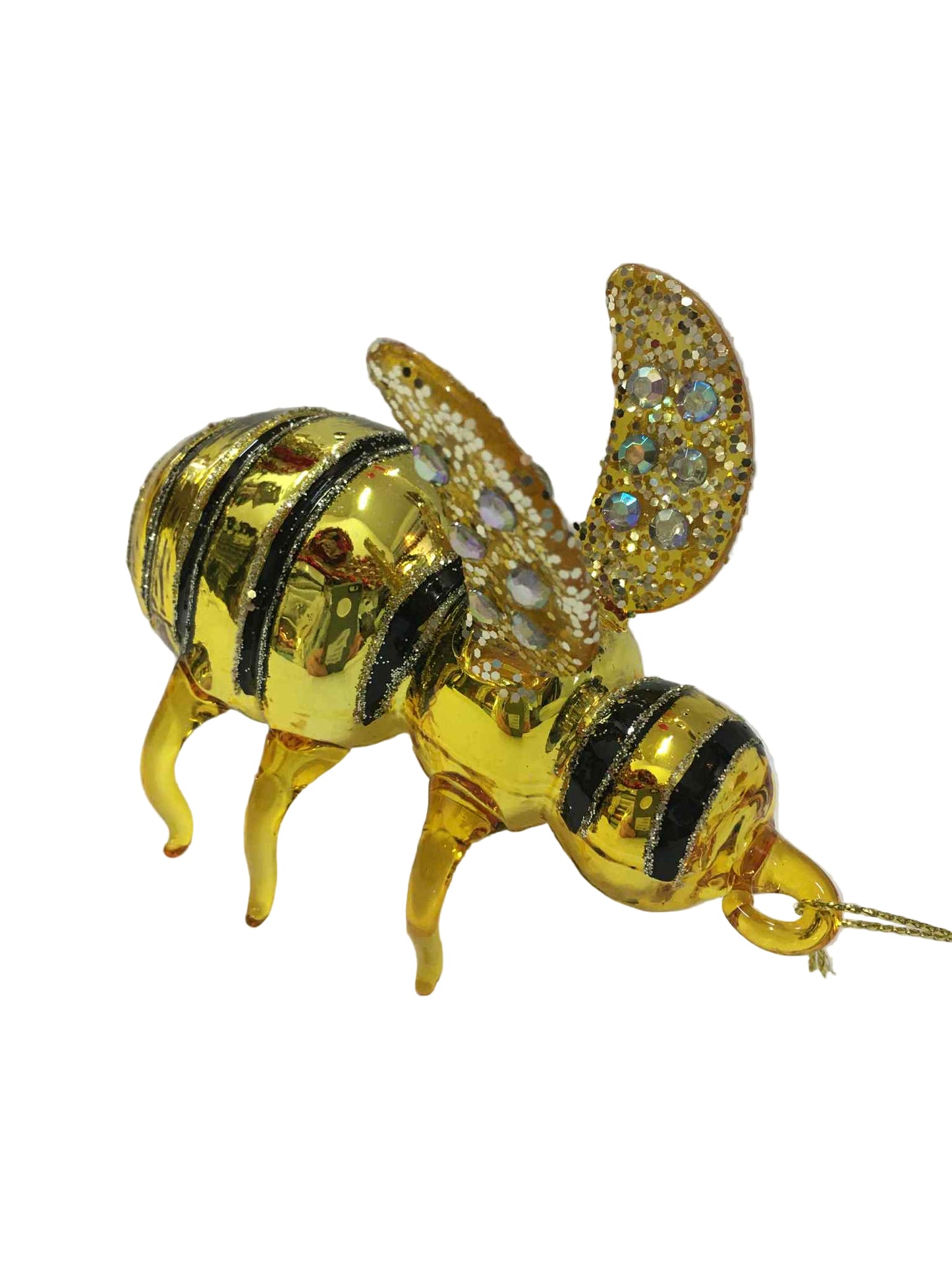 Gold and Black Glass Bee Ornament 37480