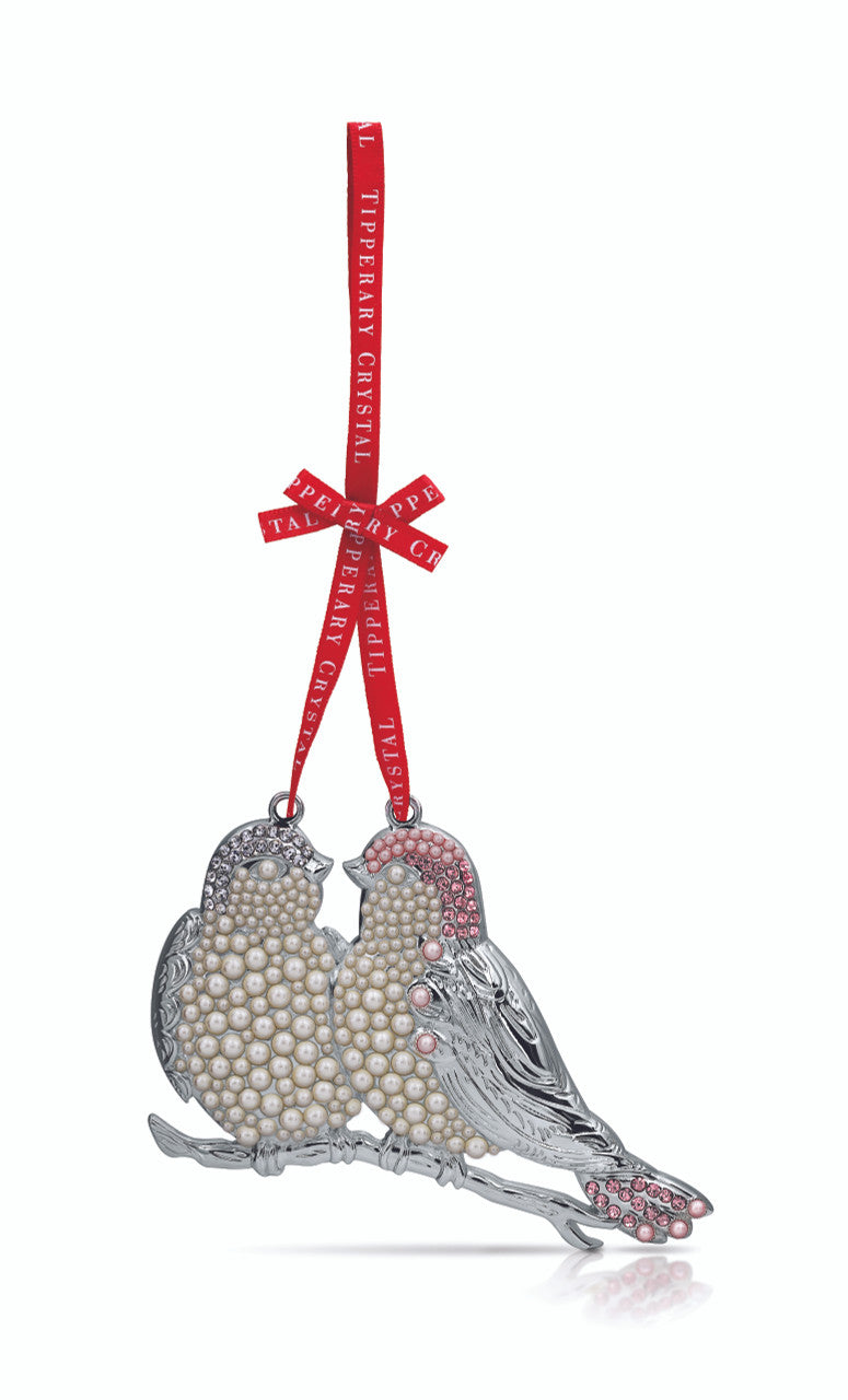 Pearl Turtle Doves Boxed Metal Ornament 34132
