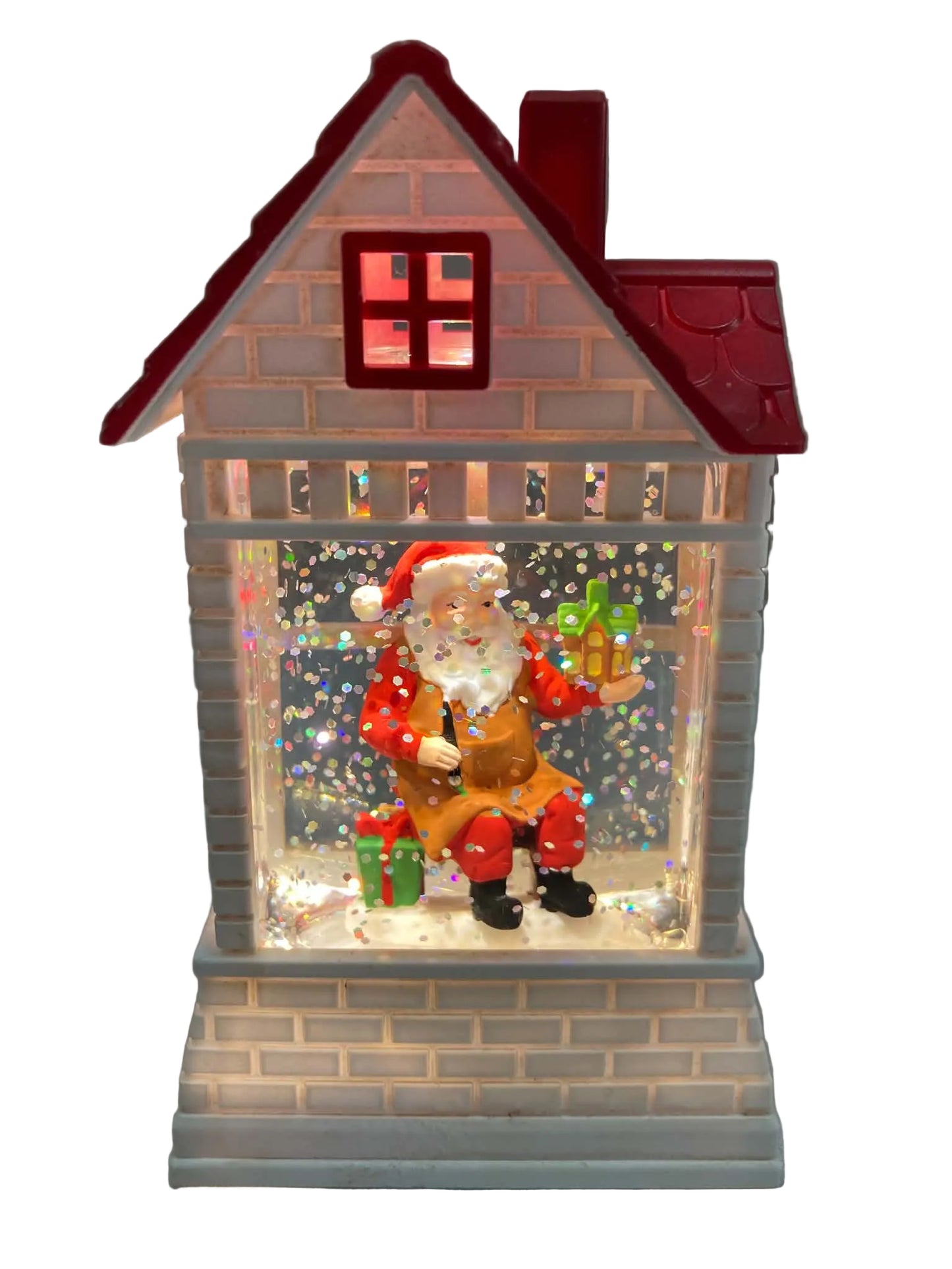 Mini Lantern Snowing House with Santa -41444(1)