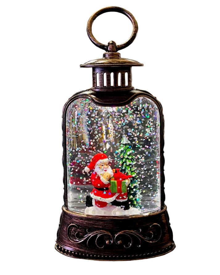 Christmas Lantern with Santa and a Bird 37691