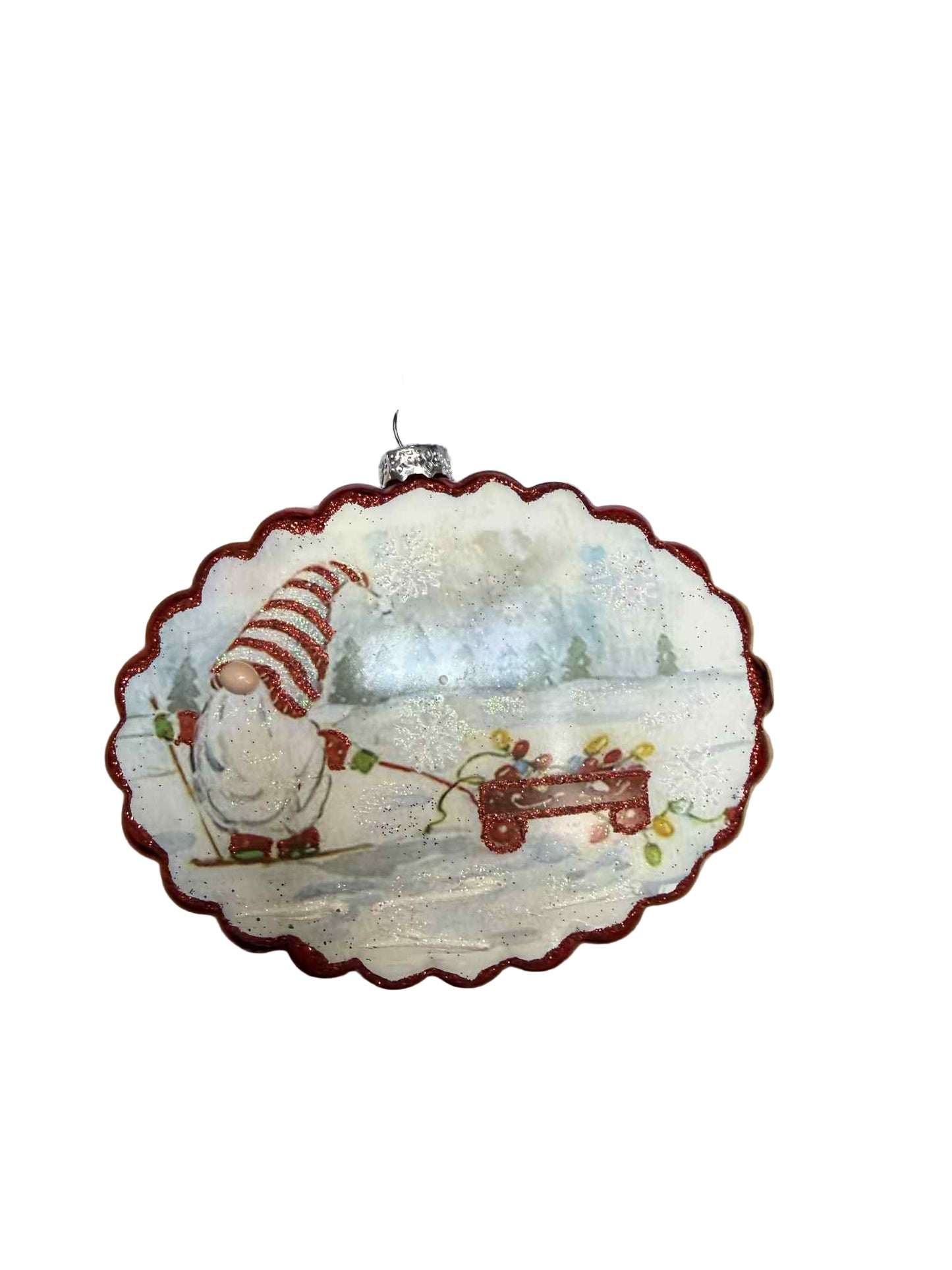 Christmas Gnome Santa Oval Disc Red 41628