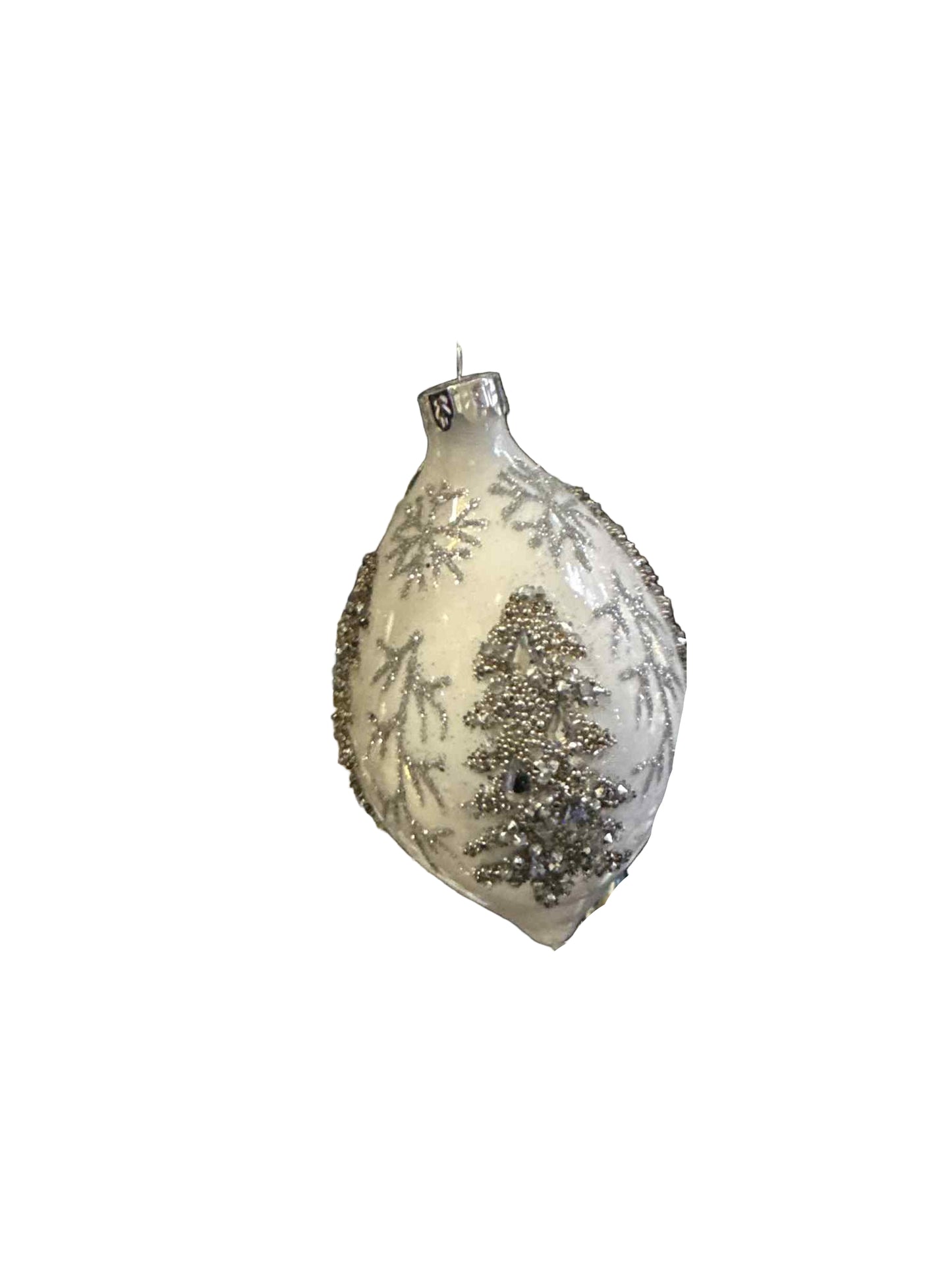 White Silver Tree Long Drop Ornament 40920