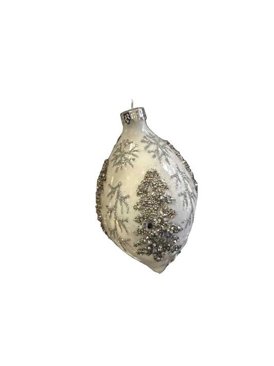 White Silver Tree Long Drop Ornament 40920