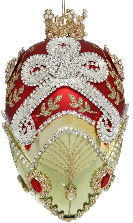 Mark Roberts Faberge Jewel Egg Ornament , Green/Red 41562
