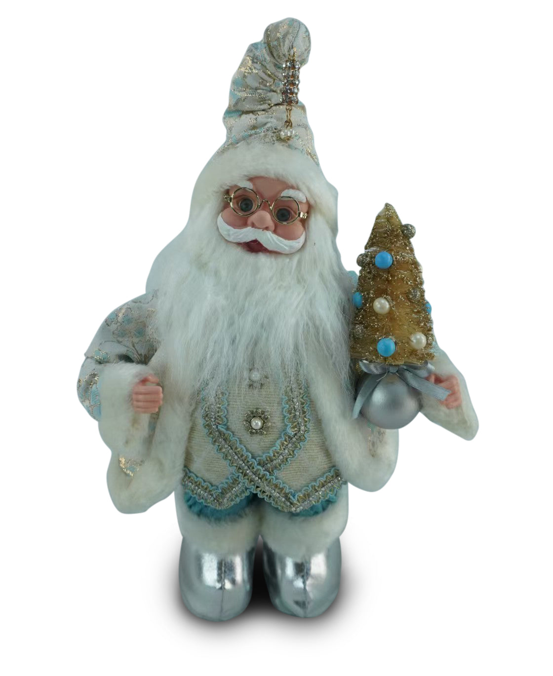 Santa Cute Lgt Blue 30cm w/Music