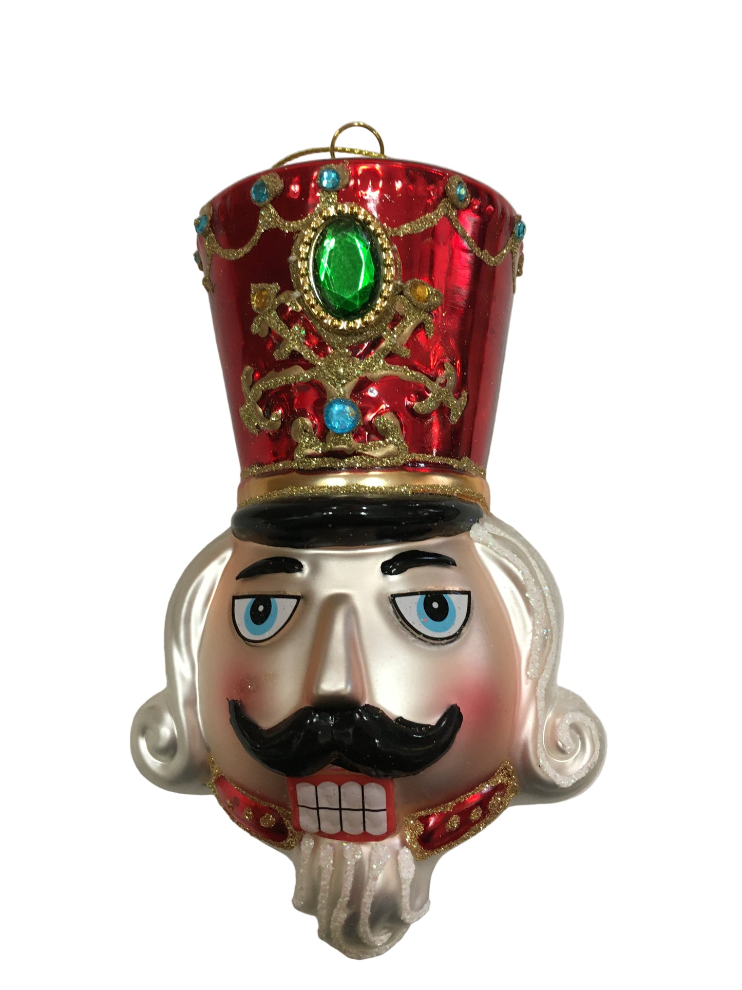 Glass Nutcracker Head Hanging Red 13cm 37479red