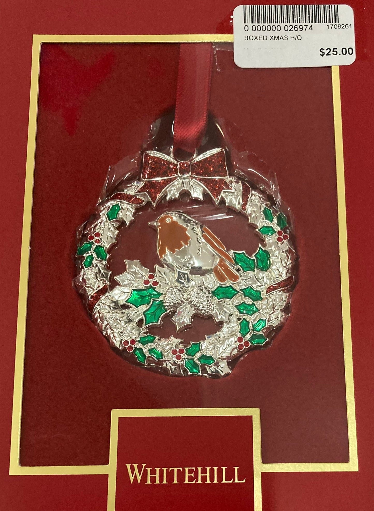 Wreath with Robin Hanging Ornament 26974