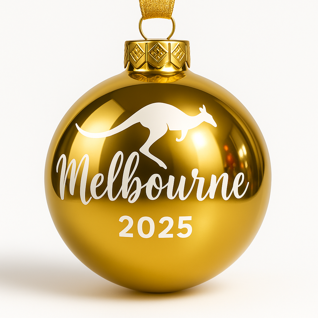 Melbourne 2025 Christmas Bauble Gold 25281