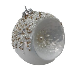 White Vintage Ball Hanging Ornament 40333