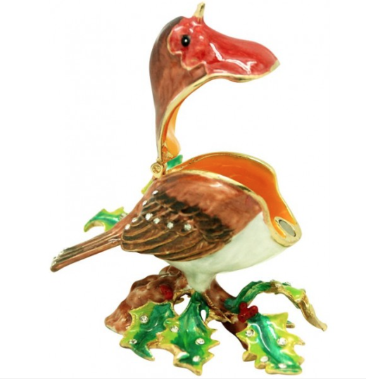 Christmas Robin on Holly Trinket Box 31893