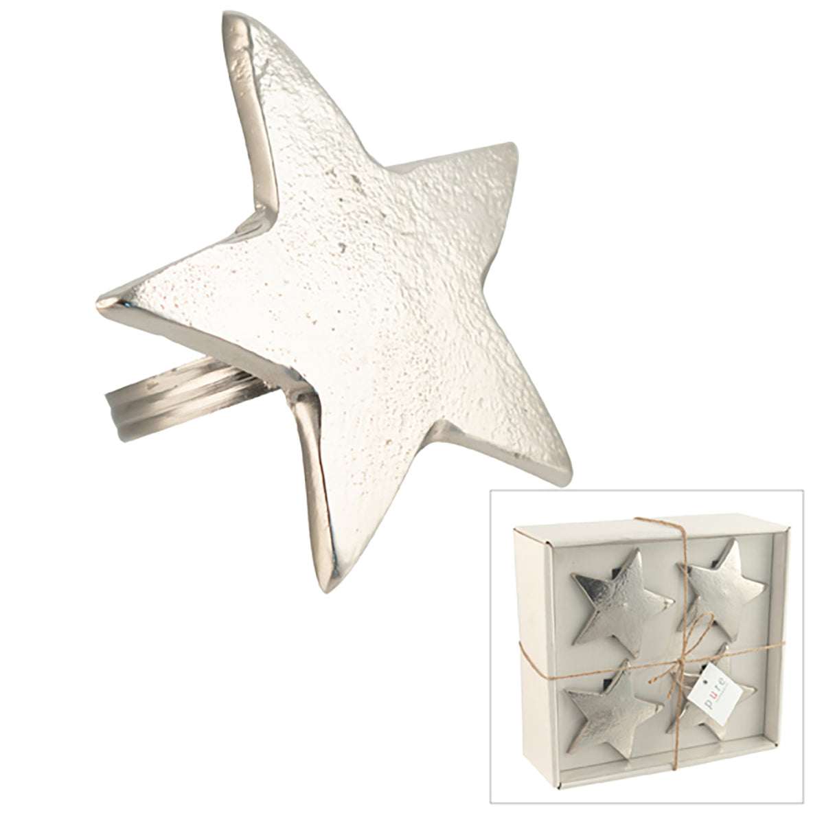 Napkin rings set 4 star 38162