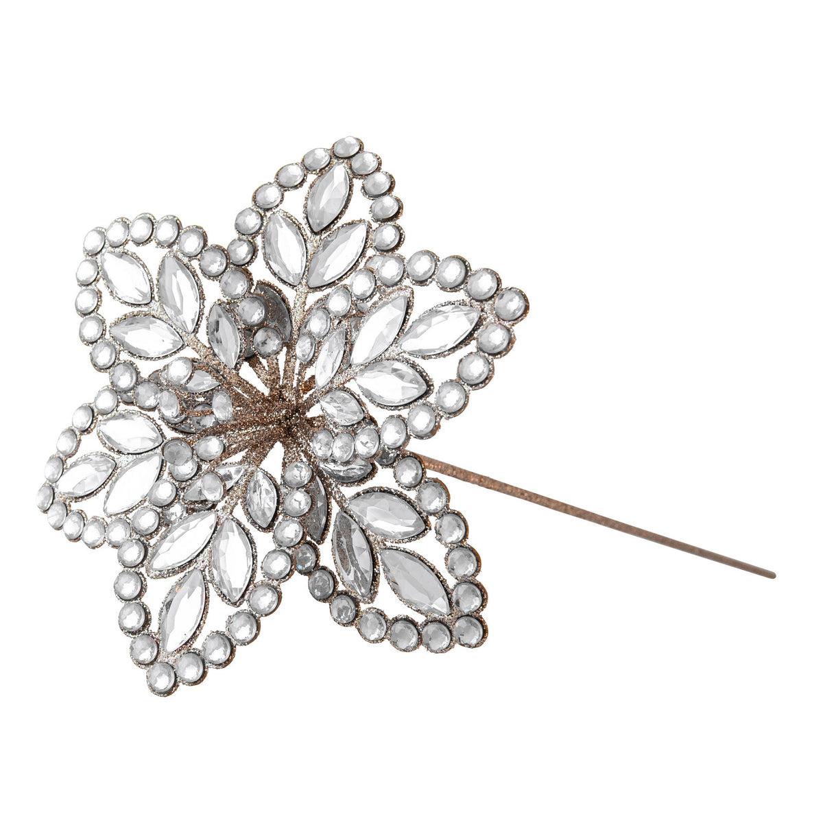Jewelled Champagne Poinsettia Stem 42384