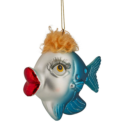 Blue Glass Fish with Lipstick, 11cm 37460