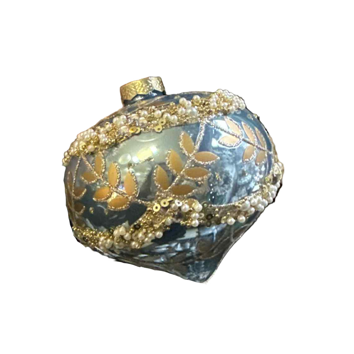 Gold Leaf Blue Hanging Ornament 41621