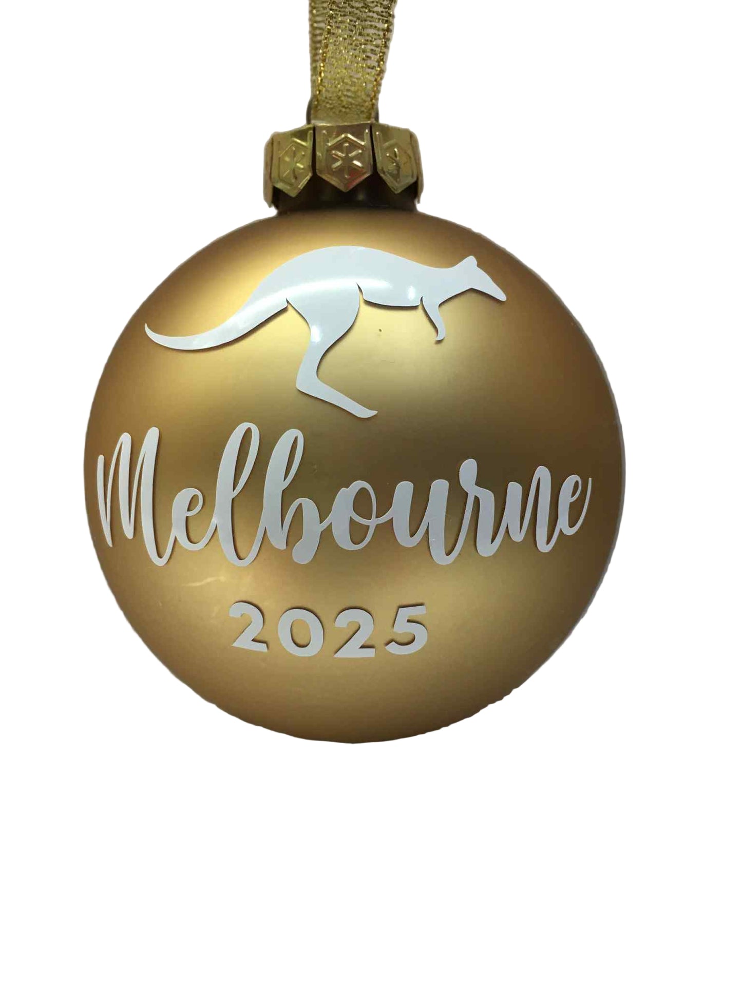 Melbourne 2025 Christmas Bauble Matte Gold 25281