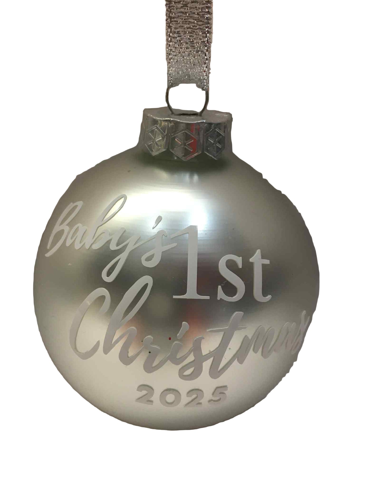 Baby's First Christmas Bauble Matte Silver 25281