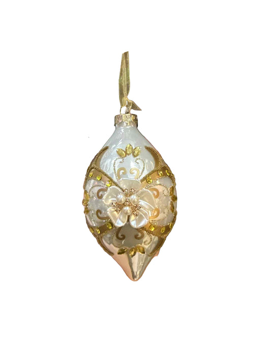 Gold Floral Glass Ornament 41620