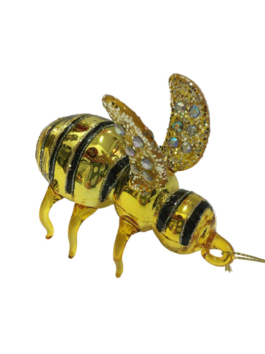 Gold and Black Glass Bee Ornament 37480