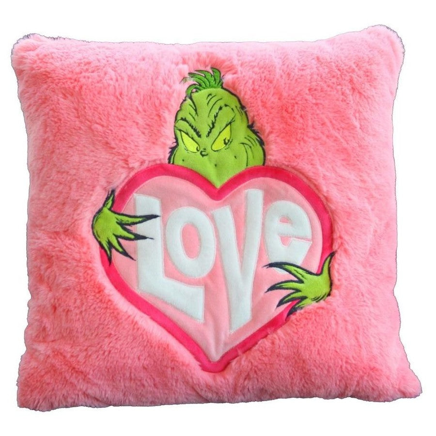Pink Grinch Cushion with Love 35cm 37904