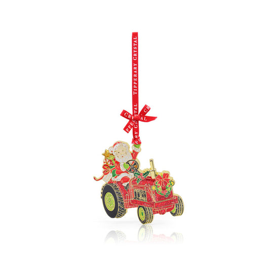 Santa Tractor Boxed Metal Ornament 34132c