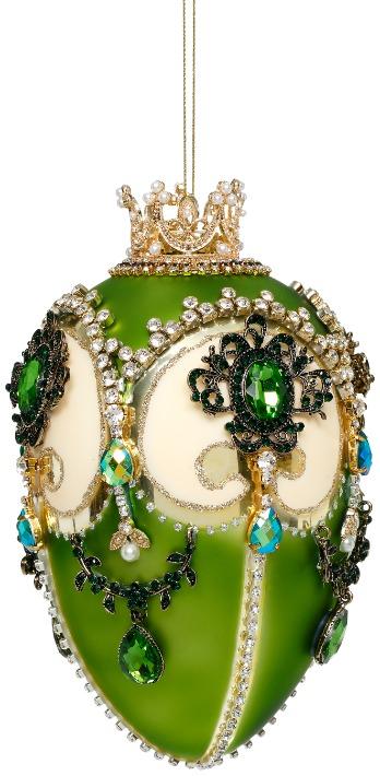 Mark Roberts -  Faberge Jewel Egg Ornament , Green/Gold -  7 Inches, 42164