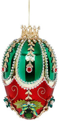 Mark Roberts -  Faberge Jewel Egg Ornament , Green/Red-  7 Inches, 42165
