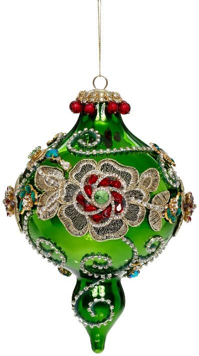 Mark Roberts -  Kings Jewel Extra Fancy Finial Ornament, Green- 8 Inches 42177