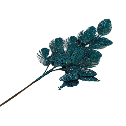 Emerald Feather w/ Butterfly Spray Decoration 41222