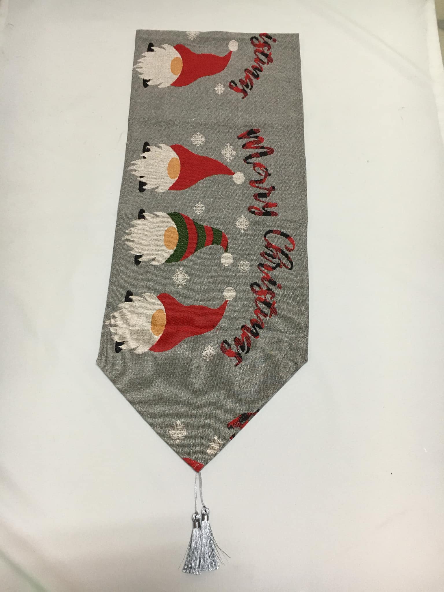Christmas Table Runner Gnome Grey 180cm 41219