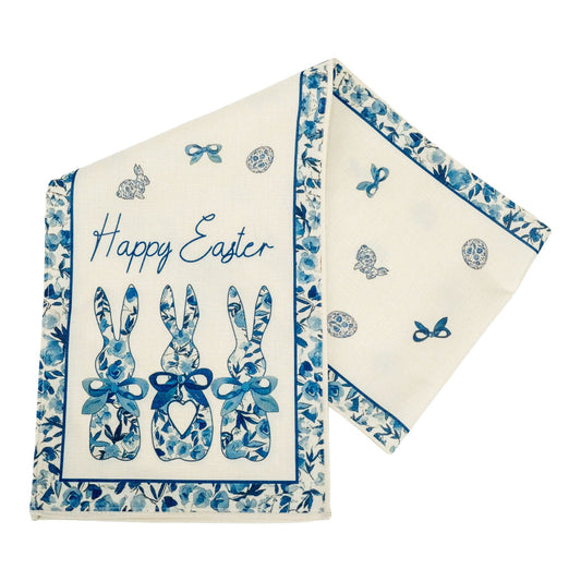 Blue Floral Easter Linen Table Runner 39641a