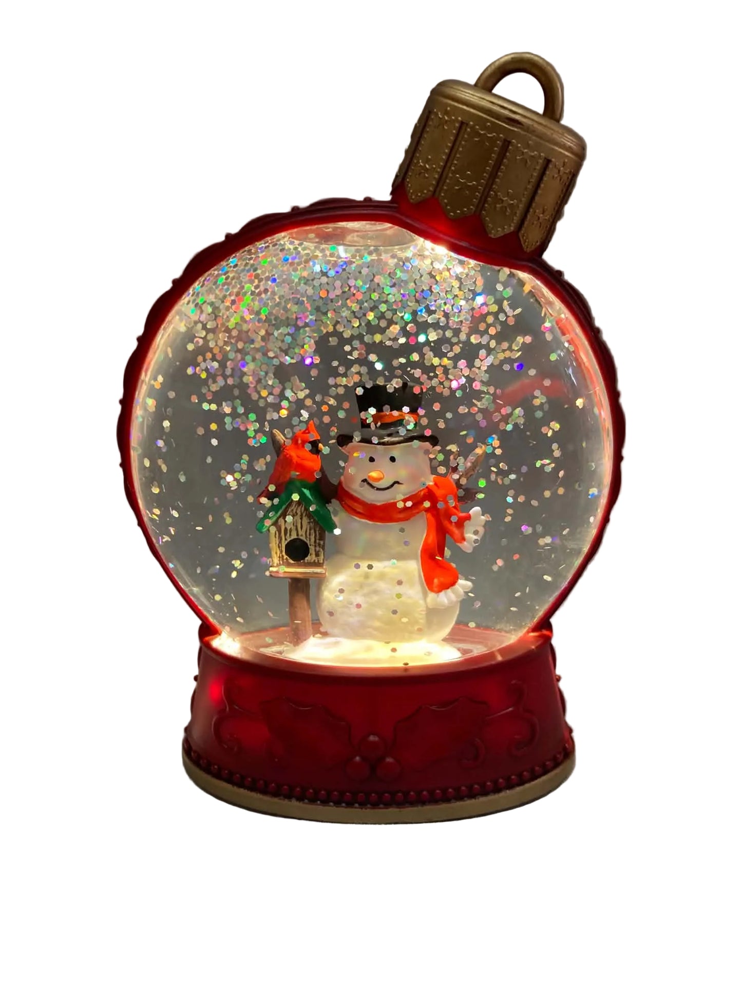Mini Lantern Snowing Ornament with Snowman and Robin -41444(11)