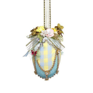 Mark Roberts - 15cm/6" Spring - Easter Egg - Plaid Blue/Yellow 37047B