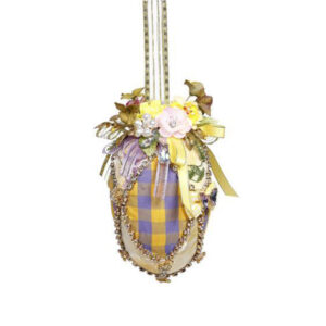 Mark Roberts - 15cm/6" Spring - Easter Egg - Plaid Purple/Yellow 37047C