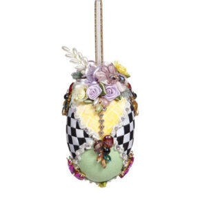 Mark Roberts - 15cm/6" - Easter Egg - Harlequin Jewel Ornament - Yellow/Green 37046A