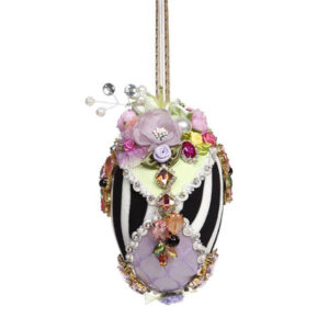 Mark Roberts - 15cm/6" - Easter Egg - Harlequin Jewel Ornament - Green/Purple 37046D