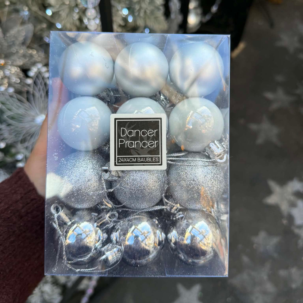 4cm Assorted Silver Baubles (24 Pack) 37428