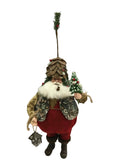 Forest Santa in Red and Green With Lantern 55cm 37754