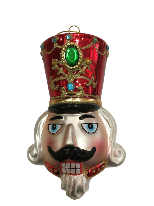 Glass Nutcracker Head Hanging Red 13cm 37479red
