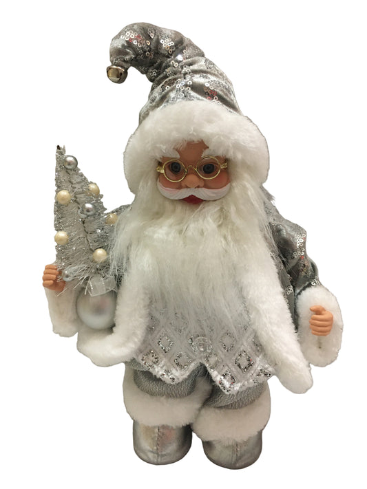 Santa Silver 30cm w/music 32557