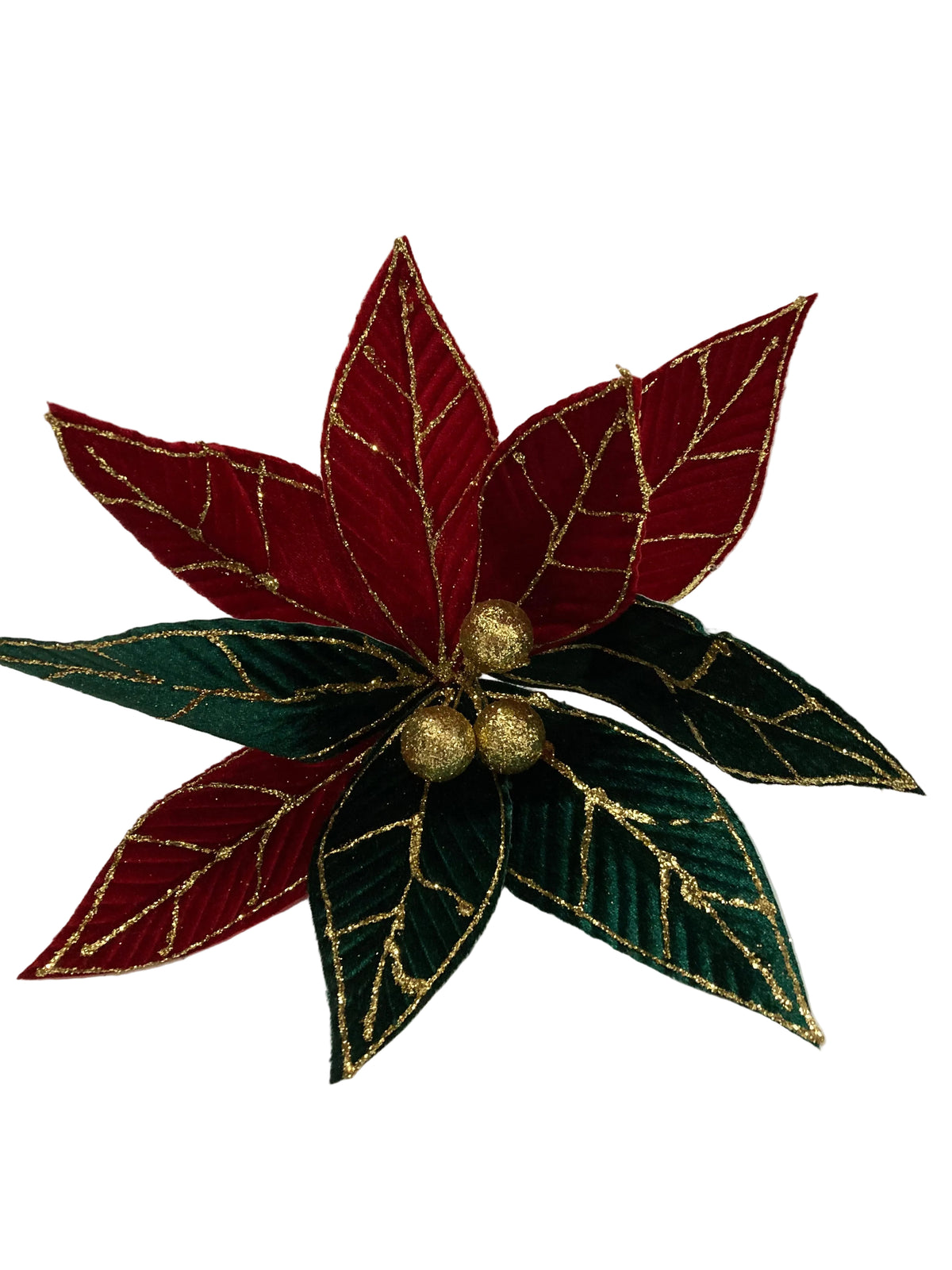Red and Green Christmas Poinsettia Spray 42499