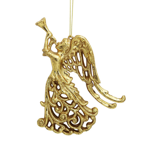 Gold Angel Trumpet Ornament Gold 14cm 37476