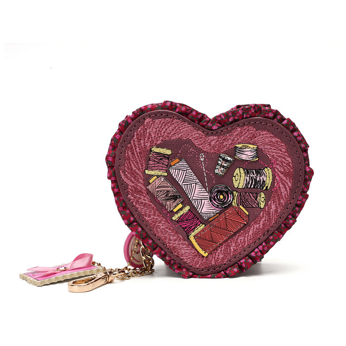 PRE-ORDER Vendula London - Pink Ribbon Sewing Box Scrapbook - Heart Coin Purse 42646