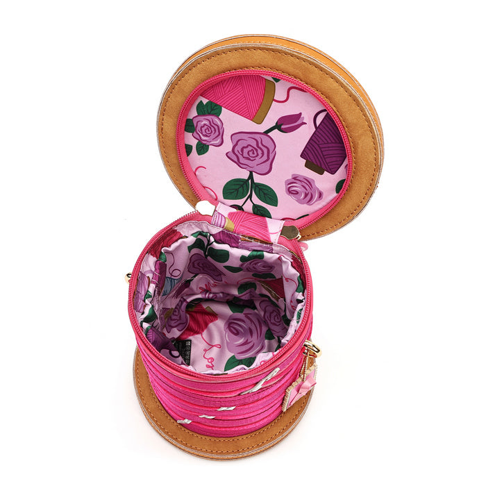 PRE-ORDER Vendula London - Pink Ribbon Sewing Box Scrapbook - Cotton Reel Bag 42630