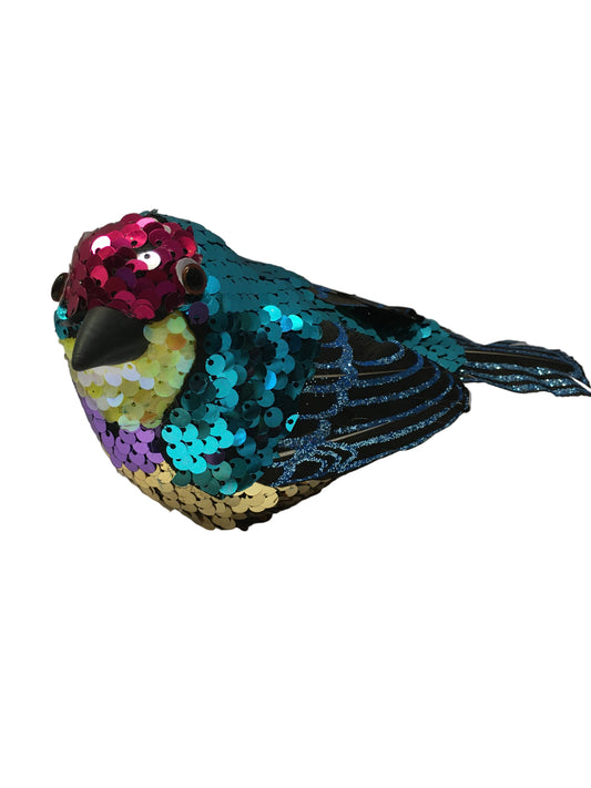 Christmas Clip On Sparrow Gold/Blue  37486