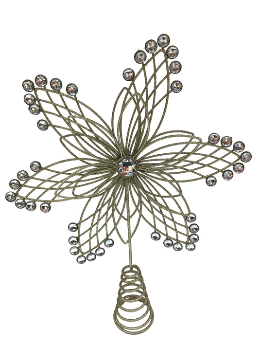 Champagne Wire Flower Christmas Tree Topper 37499