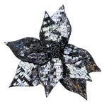 Black Sequined Poinsettia Decoration 42707