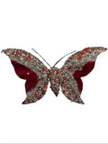 Red and Silver Glitter Butterfly with Clip 42528
