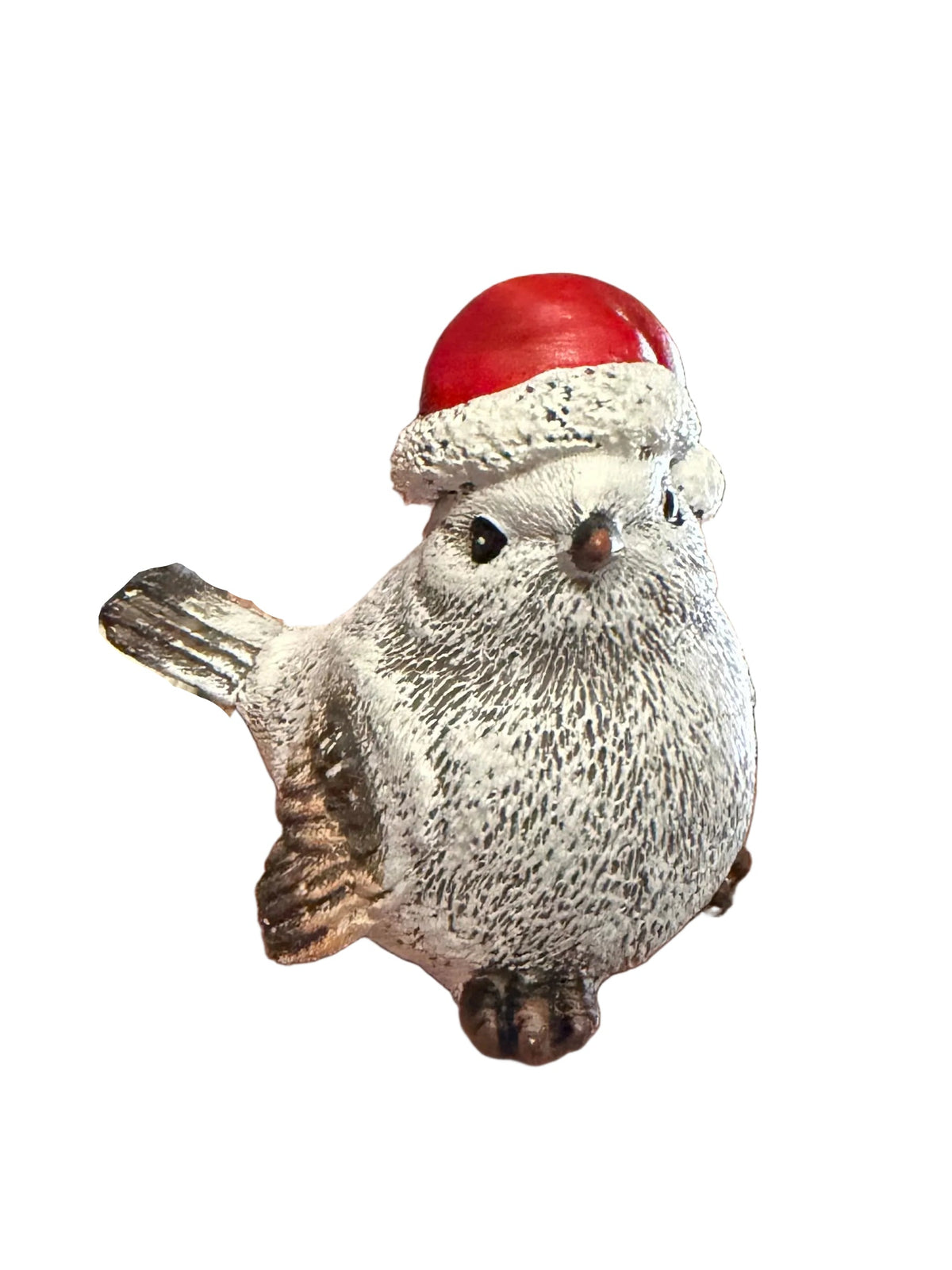 White Noelle Birds with Hat Red 10cm 42885