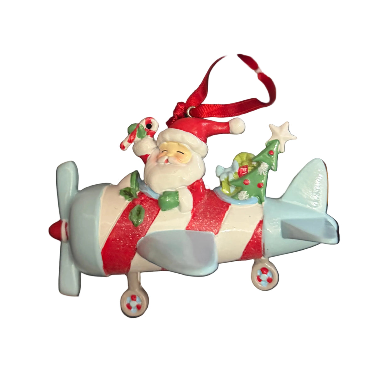 Flying Santa Blue and Red Hanging Ornament 42143