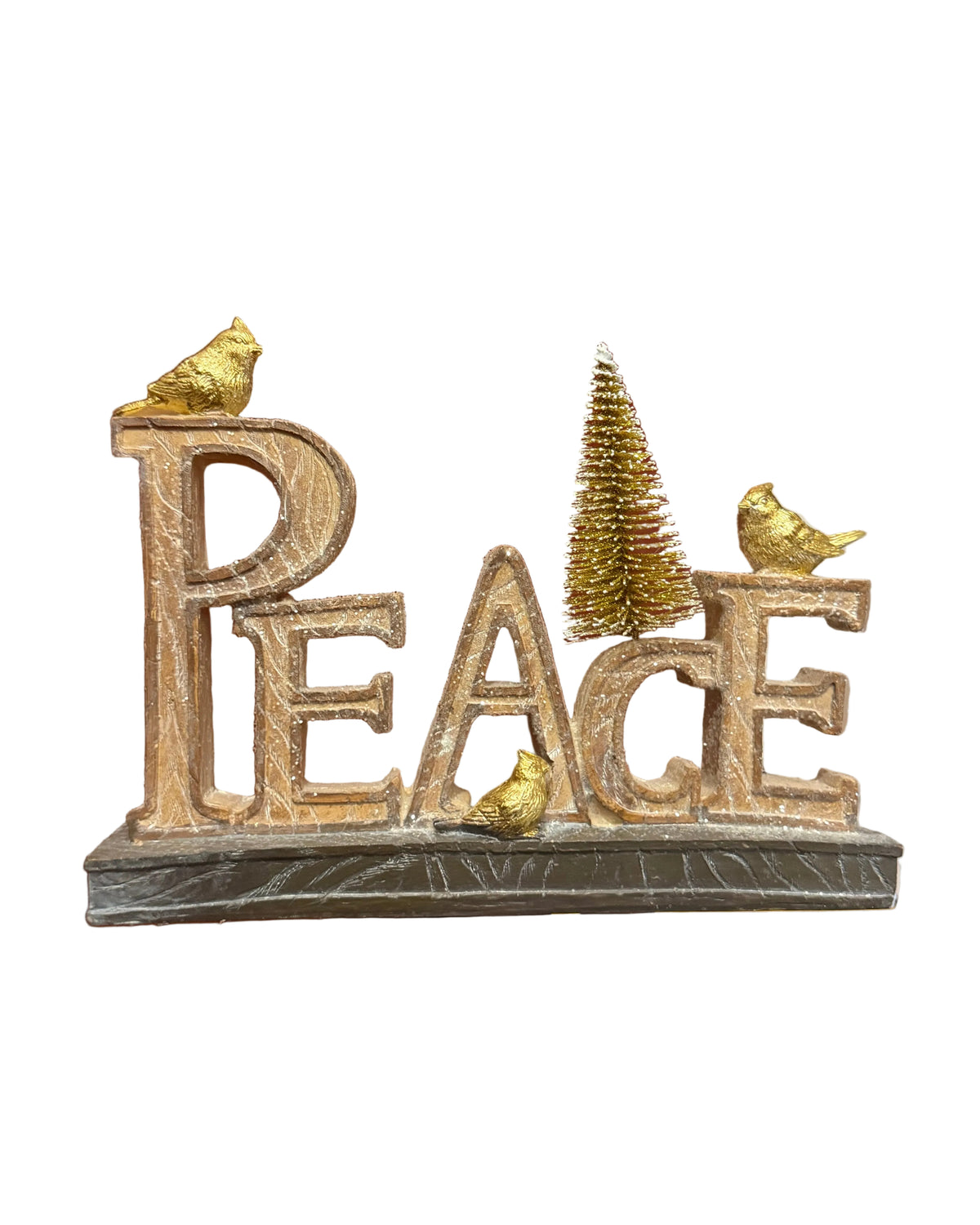 Gold Peace Sign with Birds and Tree 42803